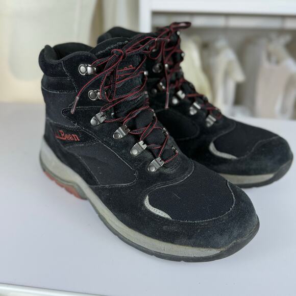 L.L. Bean Women's sz. 10M black primaloft suede and canvas hiking boots S0409 - Picture 1 of 9